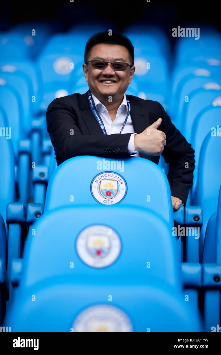 Yan Cheng, human resources director of the Beijing organising committee, for the 2022 winter olympic games visits Manchester city FC Etihad Stadium. Stock Photo
