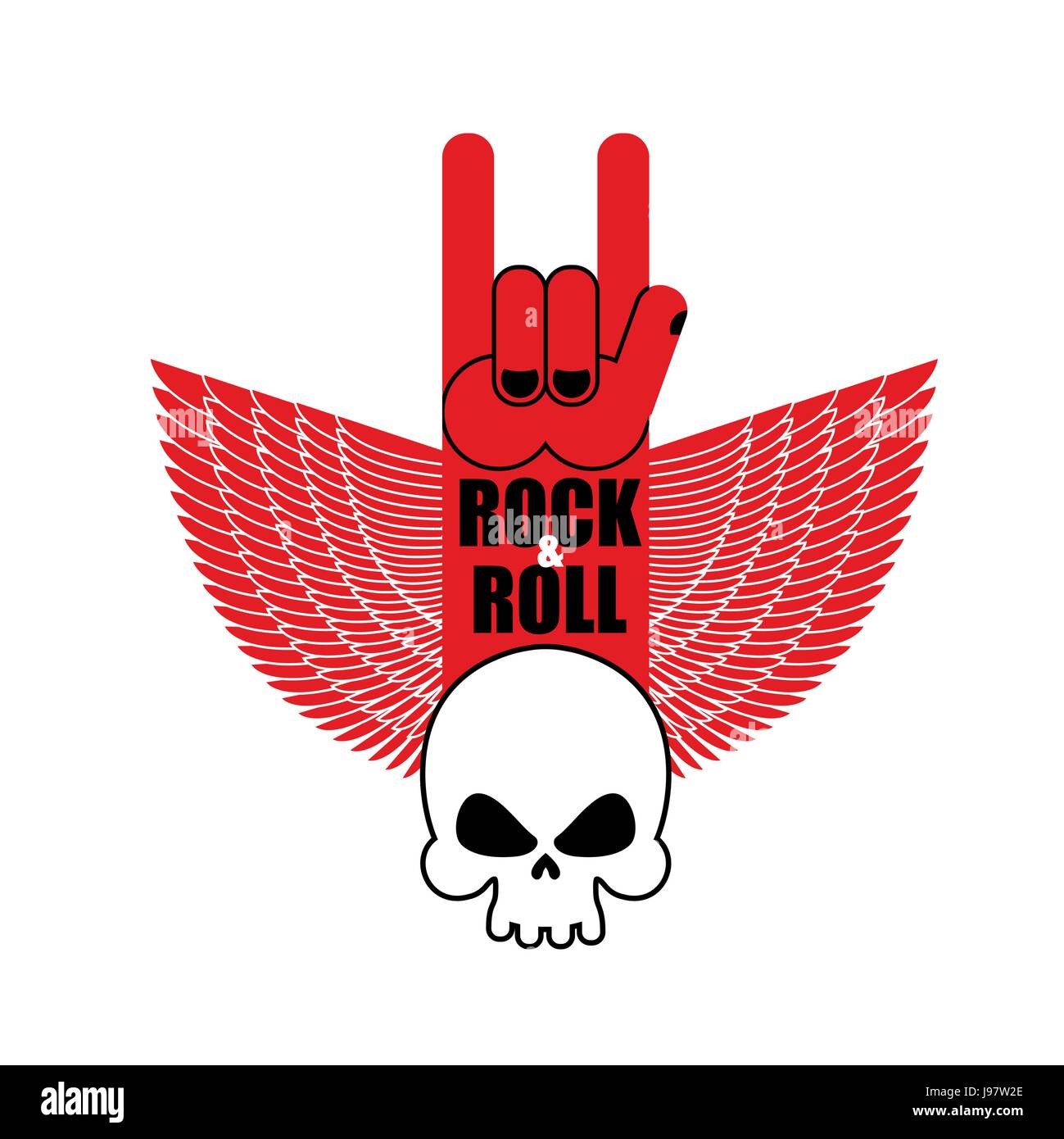 Rock and roll hand sign and wings with skull. Symbol for lovers of rock  music. Logo for rock band Stock Vector Image & Art - Alamy