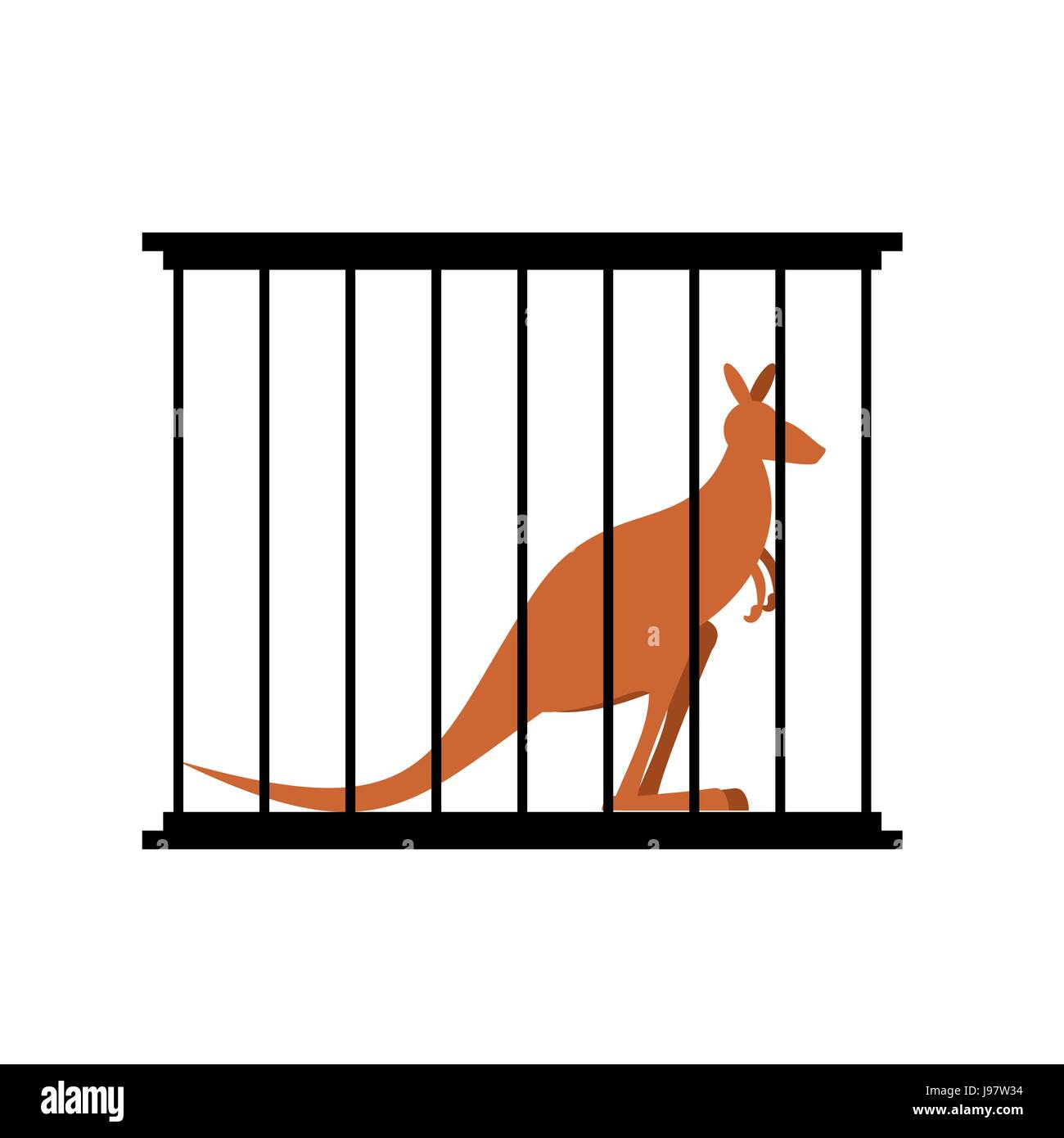 Kangaroo in cage. Animal in Zoo behind bars. Australian wild animal in  captivity. Animal captivity in humans Stock Vector Image & Art - Alamy