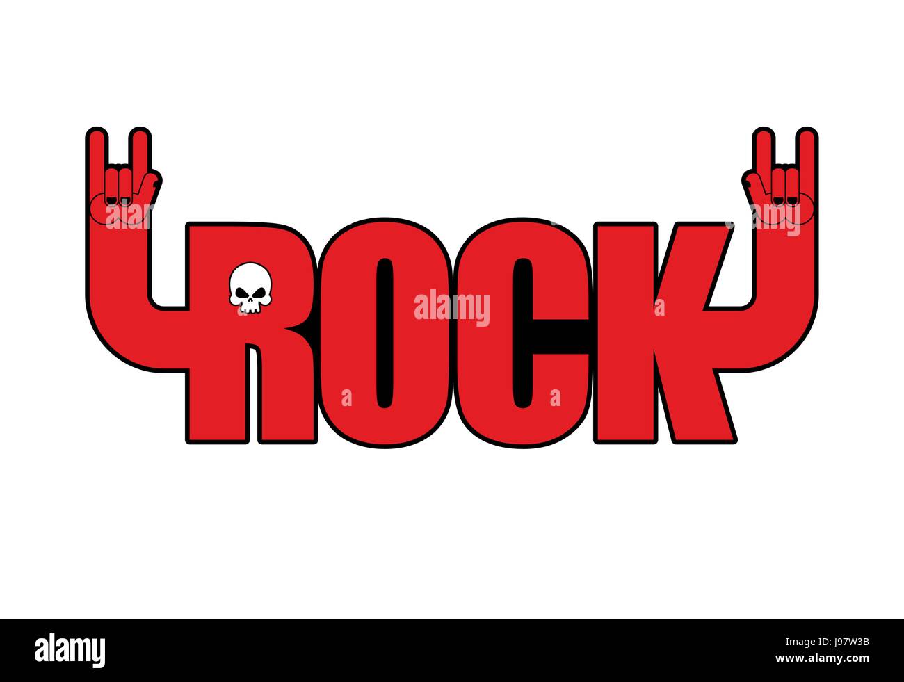 Rock. Letters with hands. Hand rock sign. Logo for rock musicians. Logo for ro and fame Stock Vector