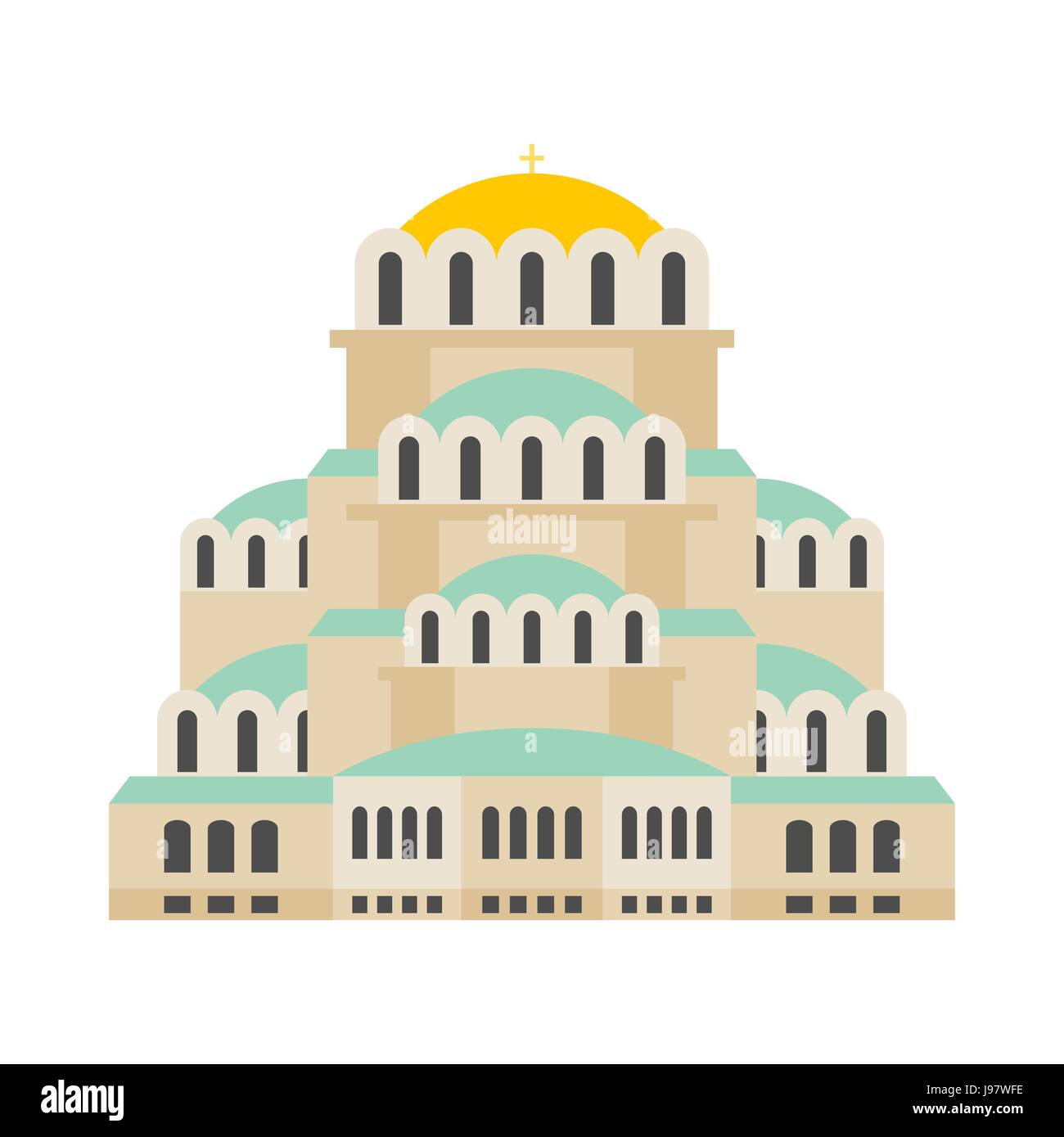 Church Of St. Alexander Nevsky. Patriarchal Cathedral Cathedral Bulgarian Orthodox Church. It is located in Sofia, Bulgaria. landmark Bulgaria Stock Vector