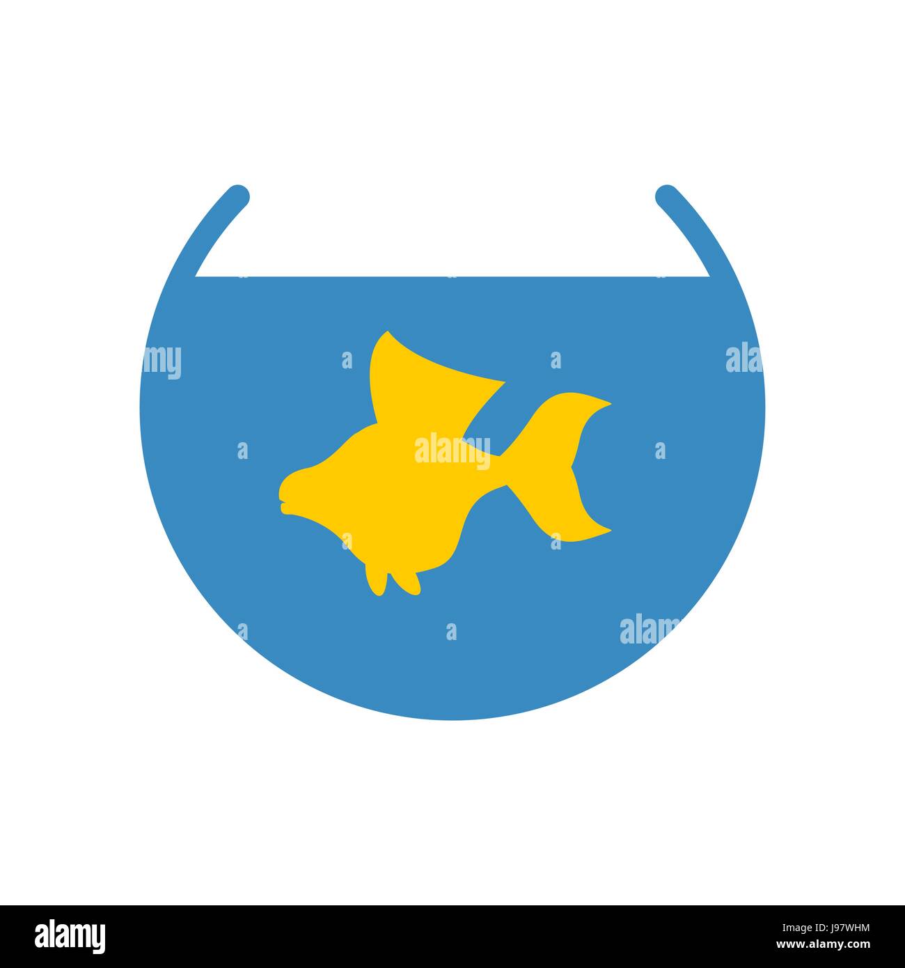Goldfish in an aquarium vector icon. Yellow fish fulfills desires. Stock Vector