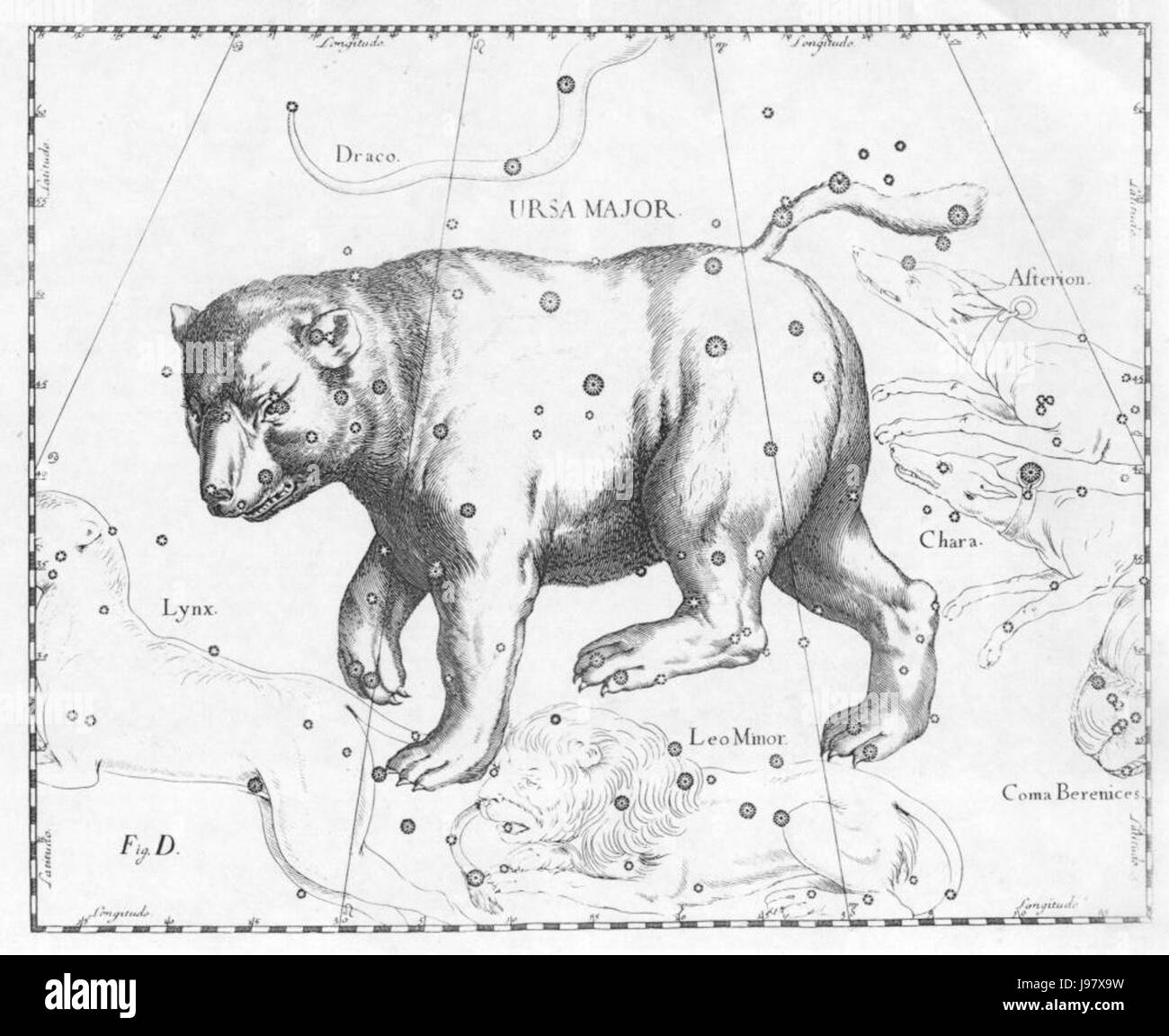 Ursa Major constellation Hevelius Stock Photo