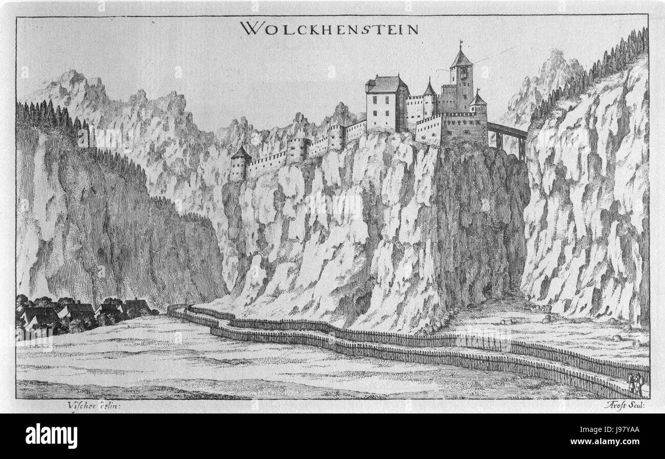 Vischer   Topographia Ducatus Stiriae   489 Wolkenstein bei Irdning Stock Photo