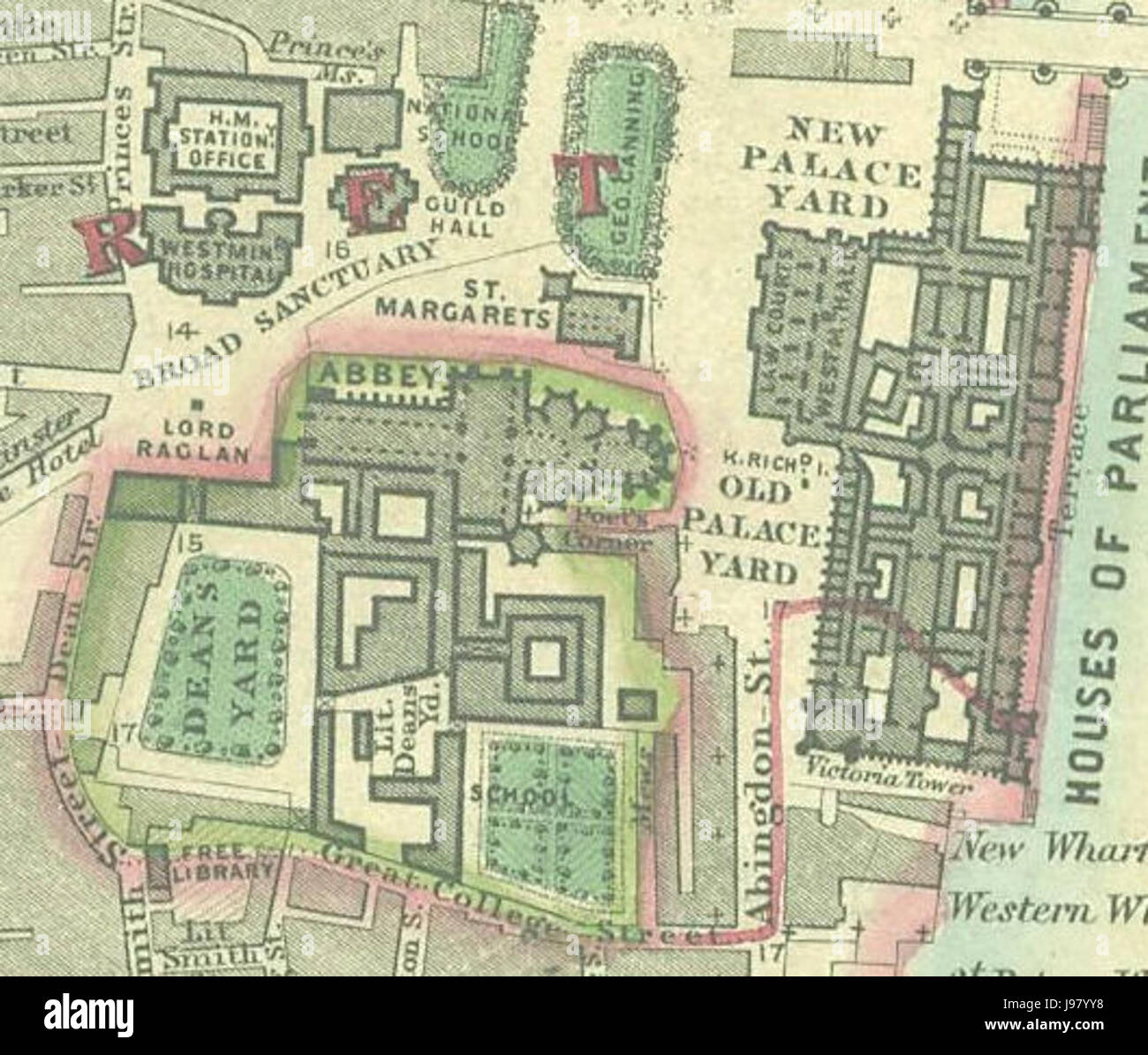 Westminster Hospital location   Stanford map of London 1862 Stock Photo