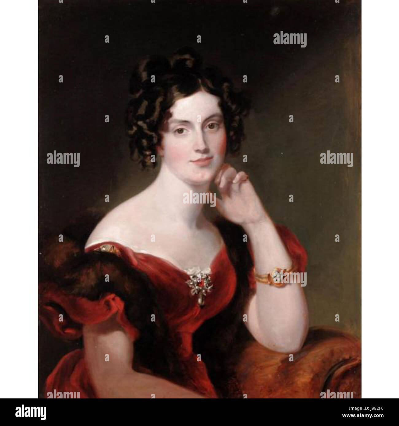 PORTRAIT OF LADY ELIZABETH HARCOURT 1840 Stock Photo