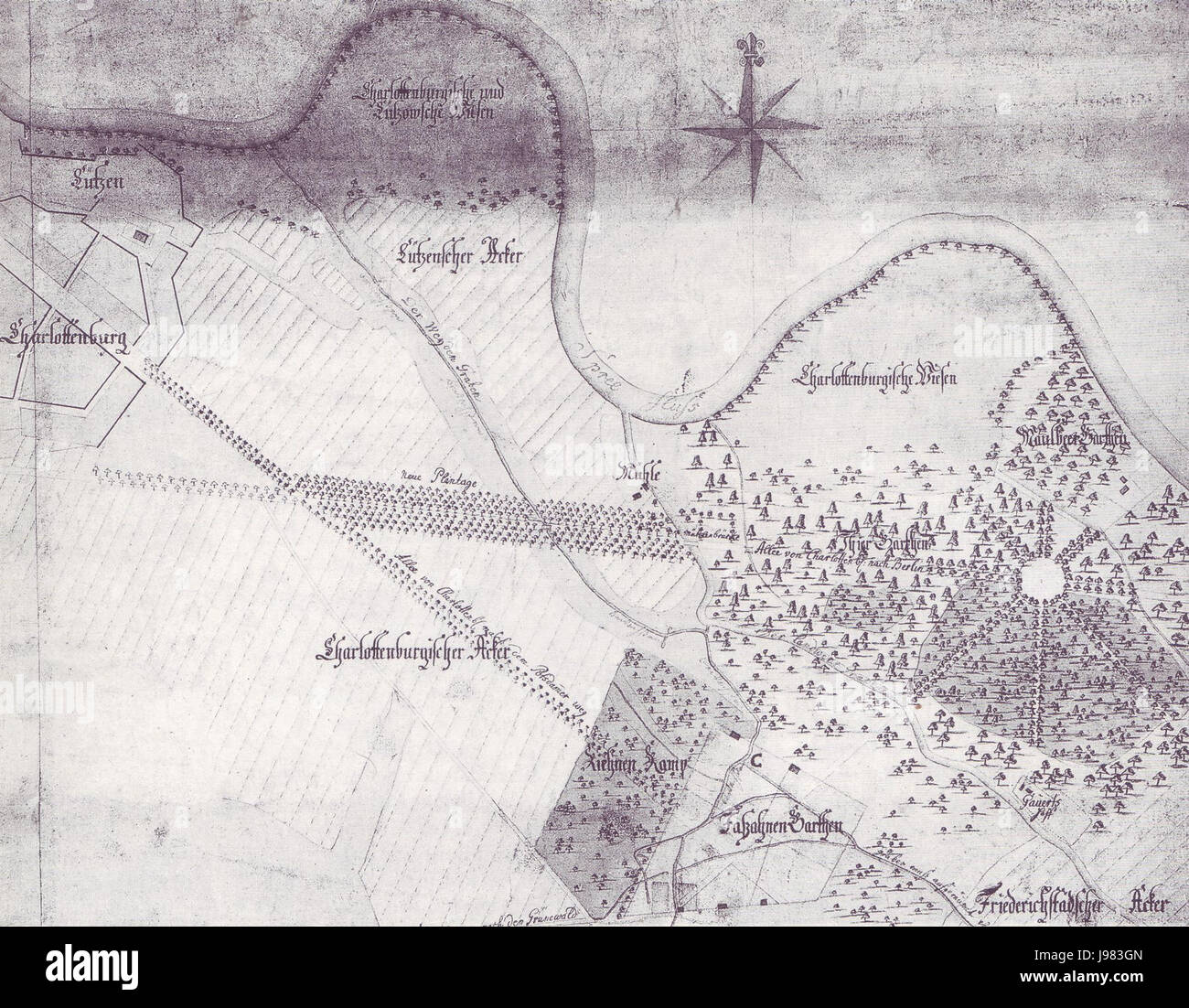 Plan Tiergarten Berlin, 1743 Stock Photo Alamy