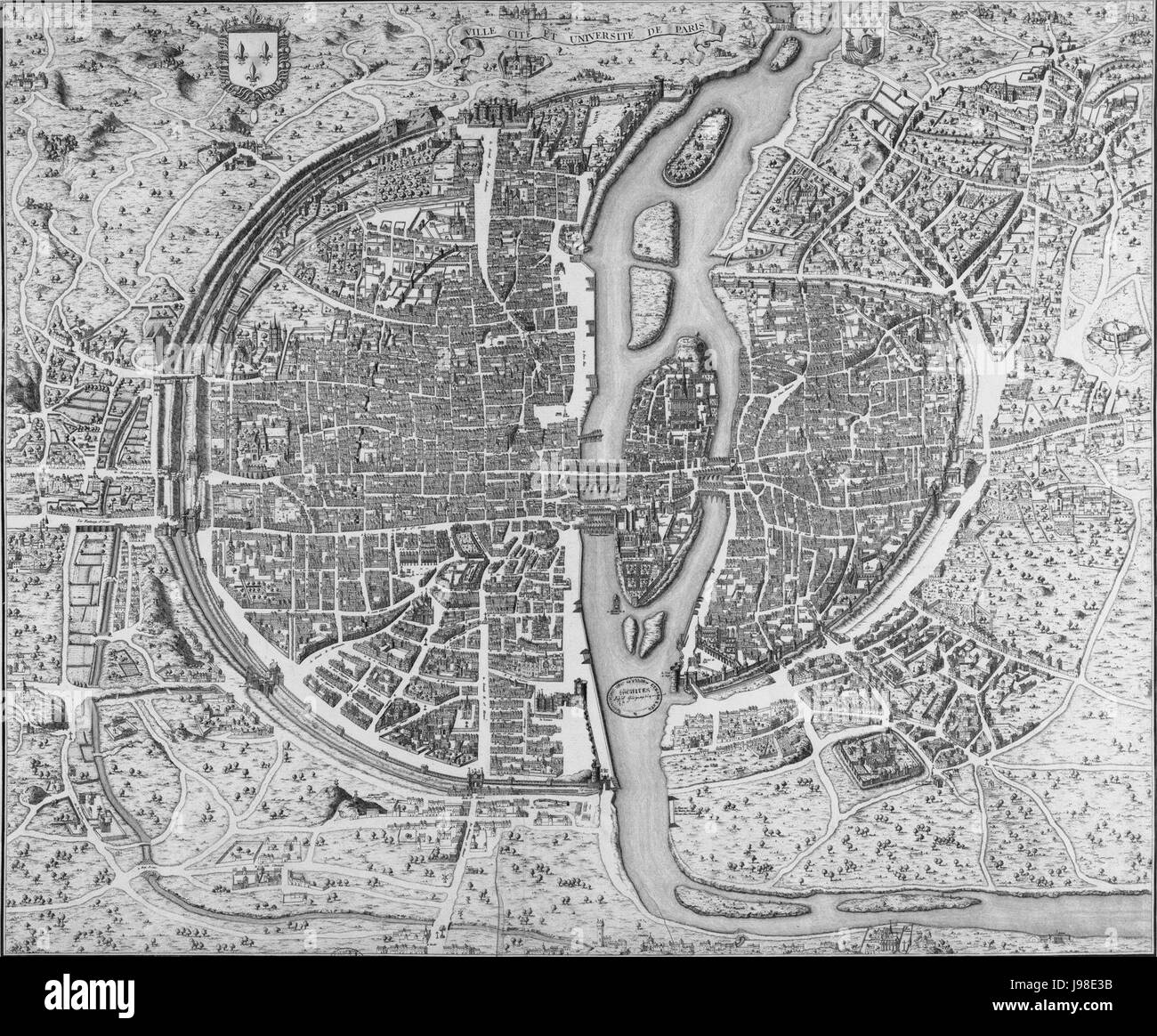 Old map of Paris Stock Photo Alamy
