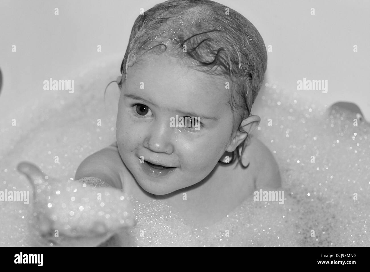 Year old girl in bubble Black and White Stock Photos & Images - Alamy