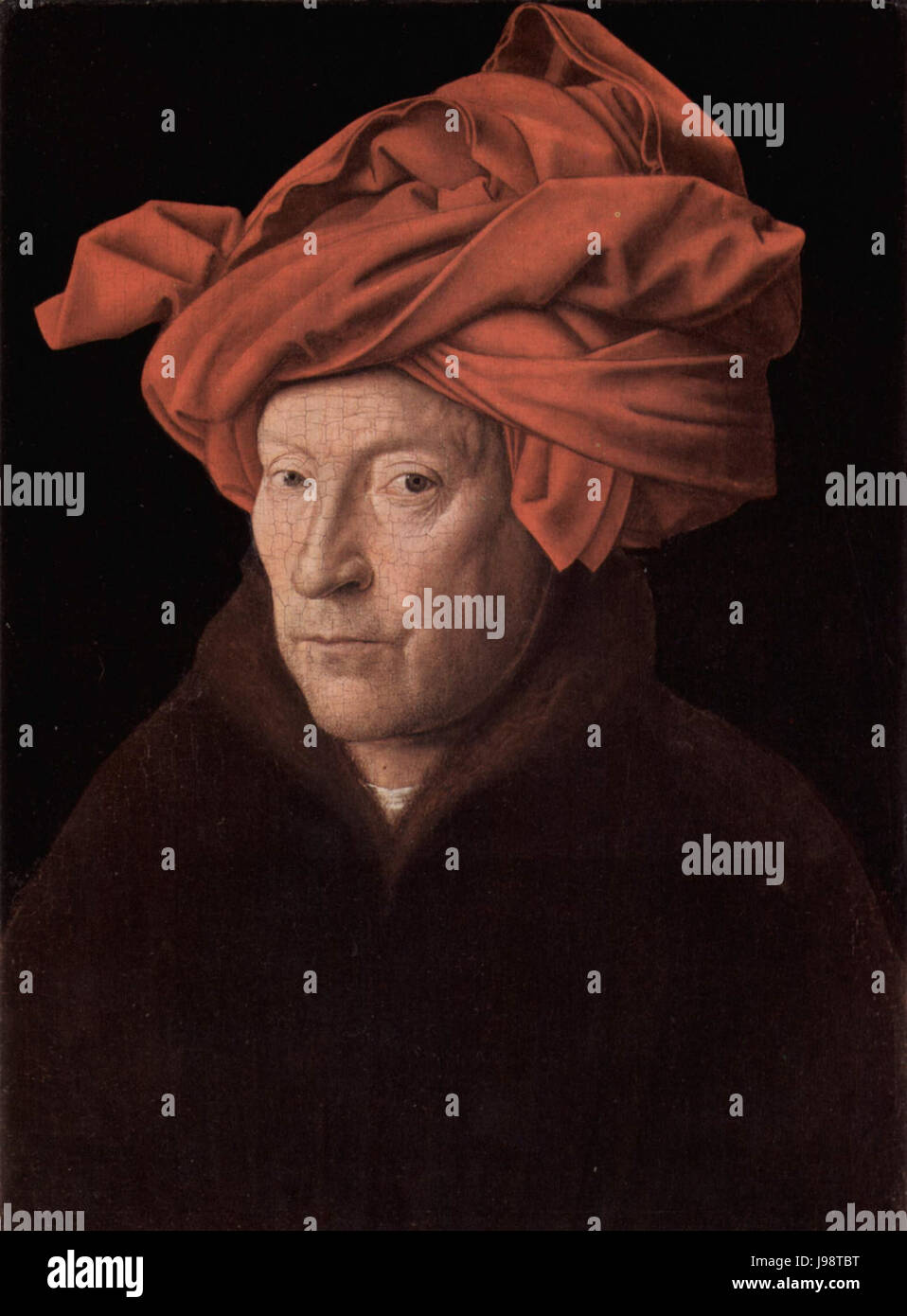 Portrait of a Man in a Turban (Jan van Eyck) Stock Photo