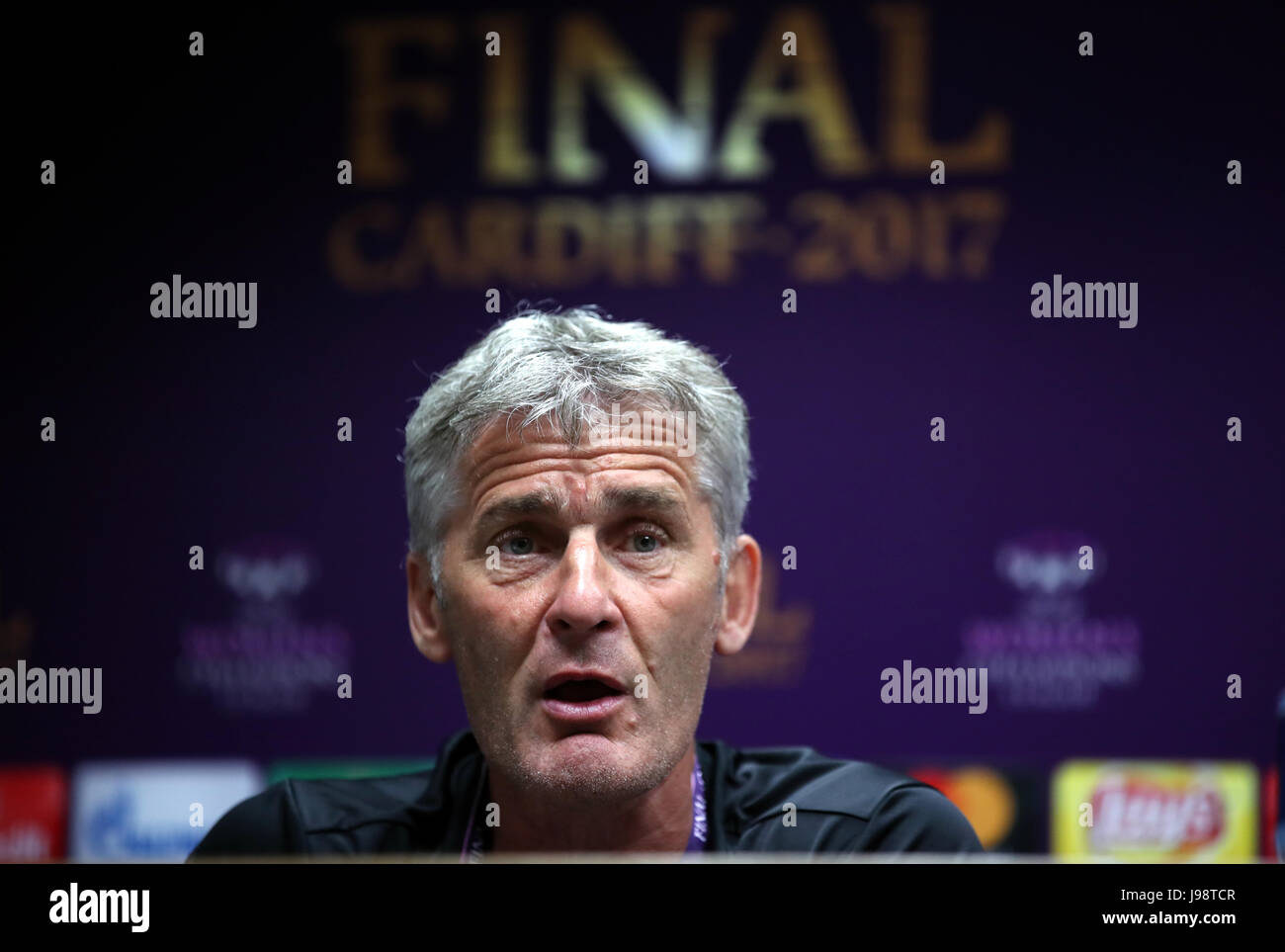 Olympique Lyonnais Women's head coach Gerard Precheur during the press