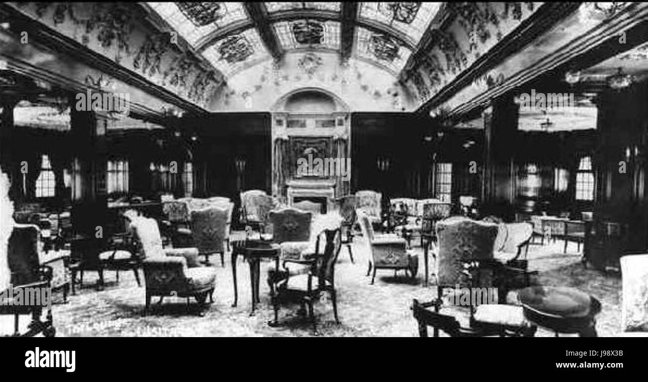 View Of The First Class Drawing Room Of The RMS Lusitania Stock Photo 
