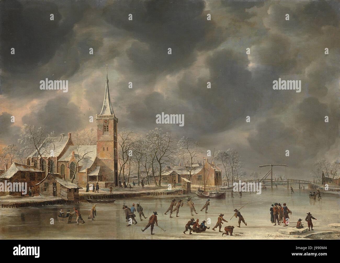 SA 7450 Wintergezicht Ouderkerk aan de Amstel Stock Photo