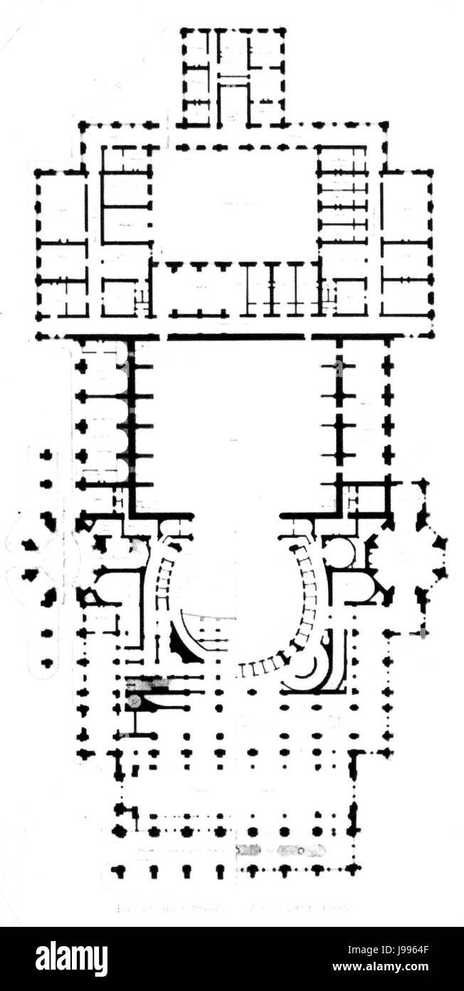 Plan of Viollet de Duc's Opera Competition project, 1861   Mead 1991 p74 Stock Photo