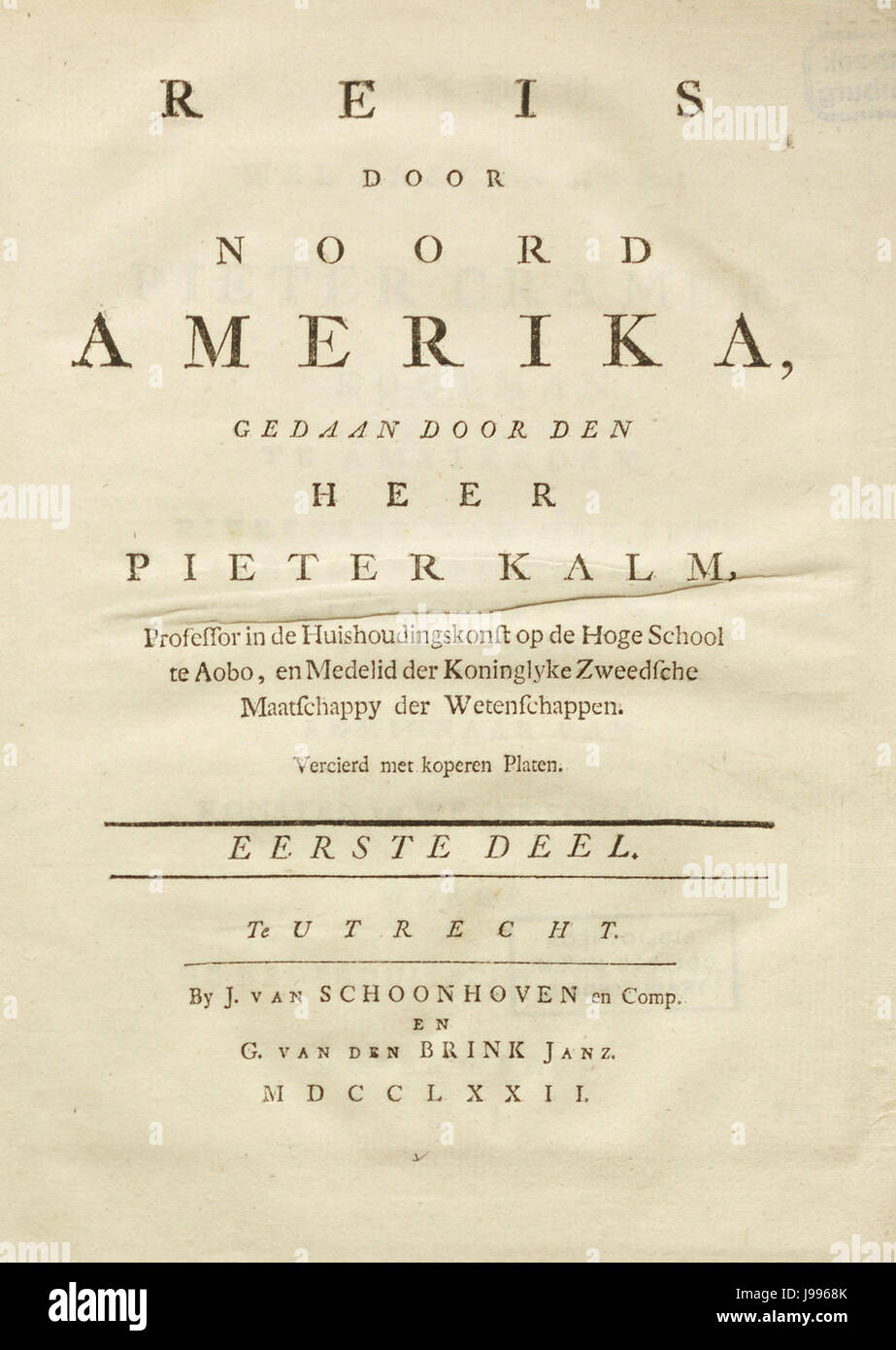 UB Maastricht   Kalm 1772   title page Stock Photo