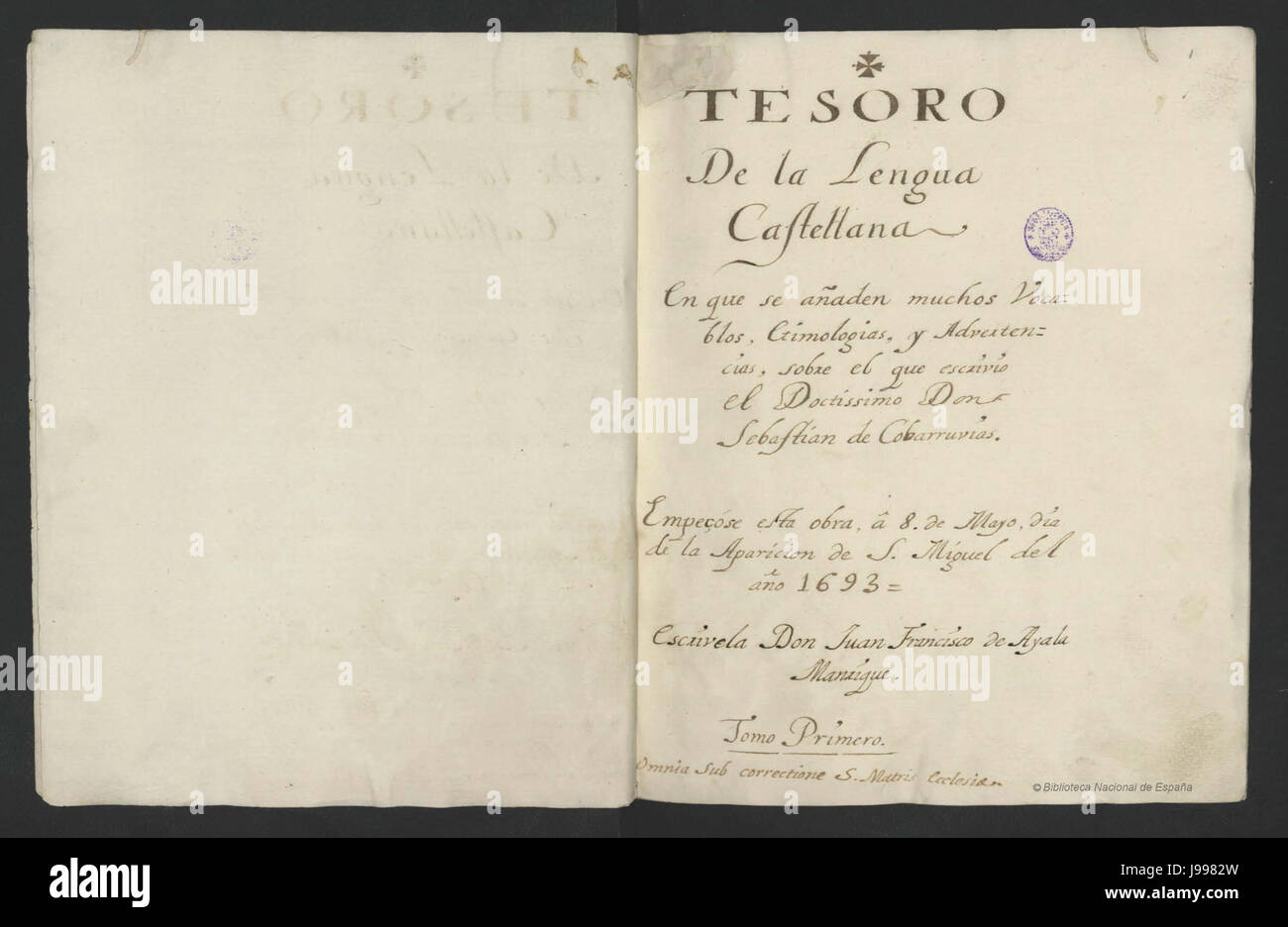 Tesoro de la lengua castellana Covarrubias 1693 Stock Photo Alamy