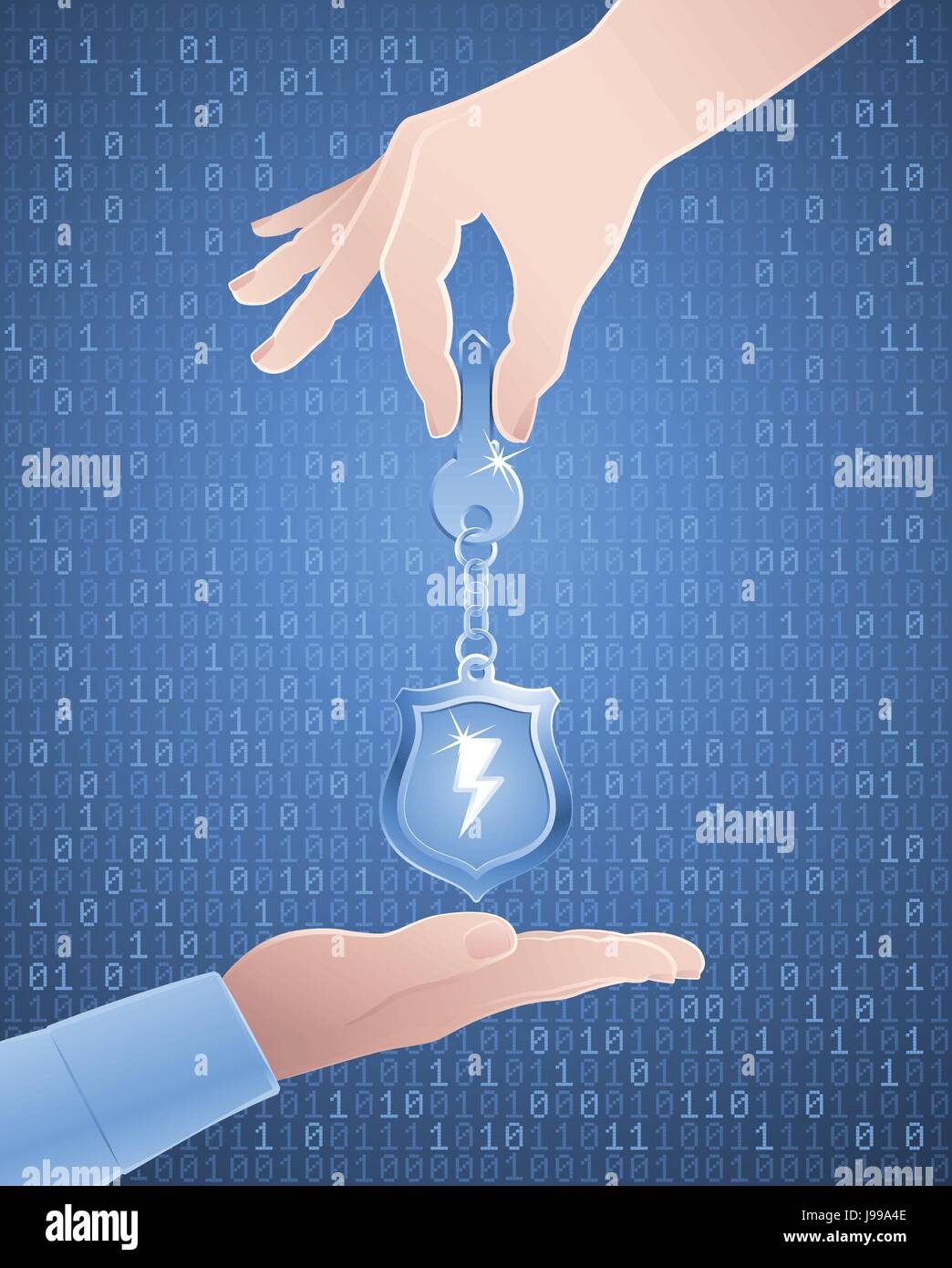 Giving/Exchanging of Encrypted Key Stock Vector