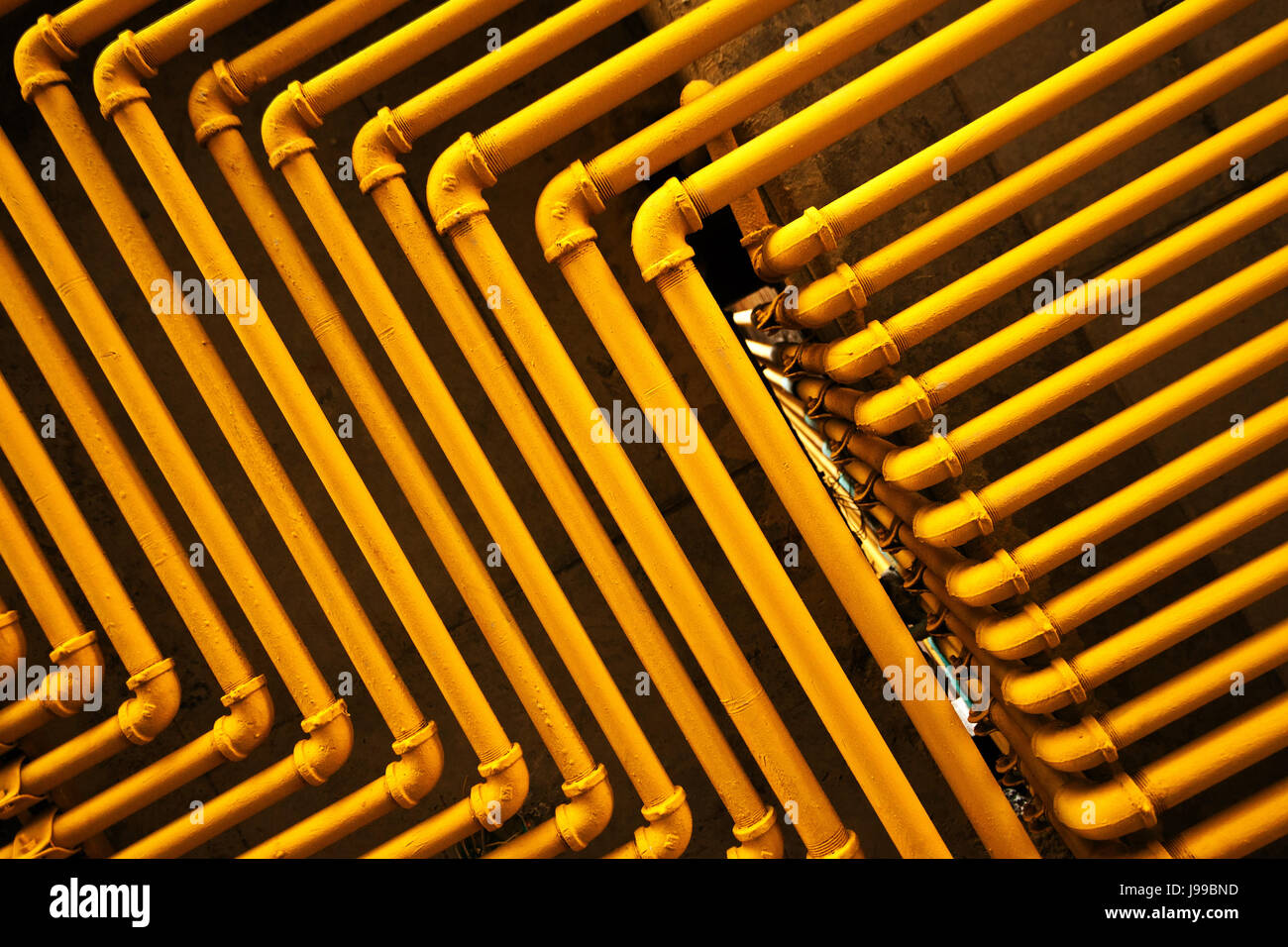 industry, lines, metal, tube, gas, pipe, yellow, industry, industrial