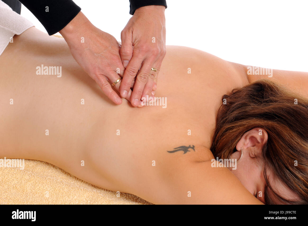 woman, hand, back, massage, to give a jerk, tattoo, tatoo, print, woman, women, Stock Photo