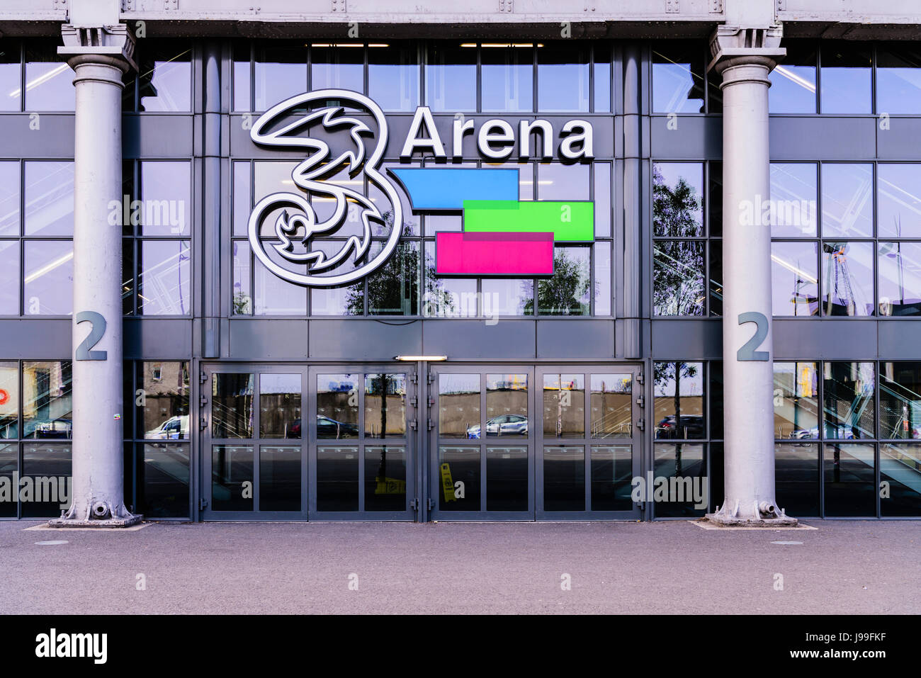 Outside the 3 Arena, formerly the O2 Arena, and the Point Depot, a major concert venue in Dublin, Ireland. Stock Photo