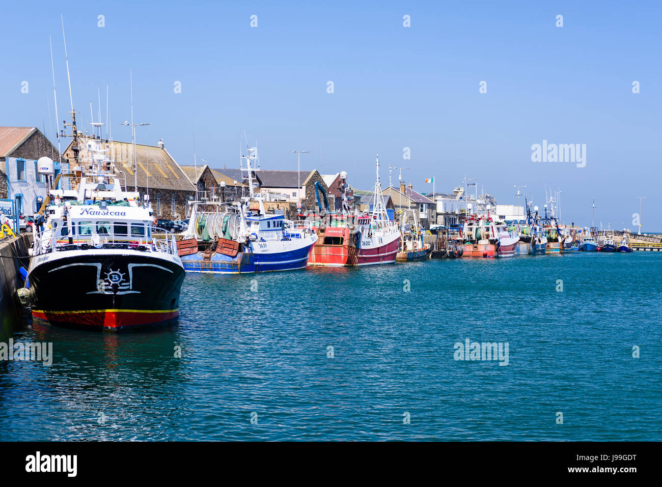 Trawlers berthed in Howth Harbour, Dublin, Ireland. Stock Photo