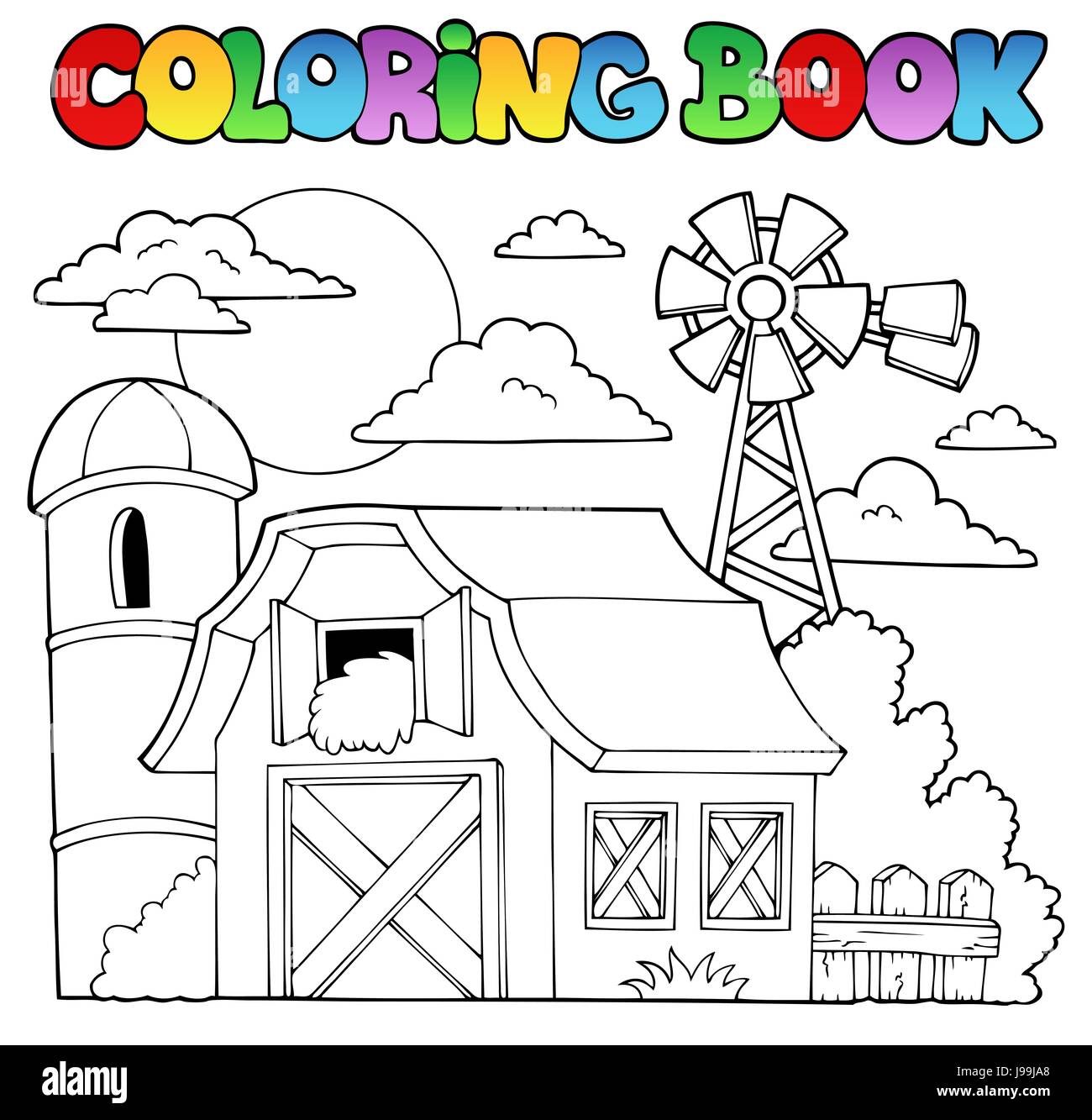 colour, barn, farm, paint, painted, colouring, book, tower Stock Photo