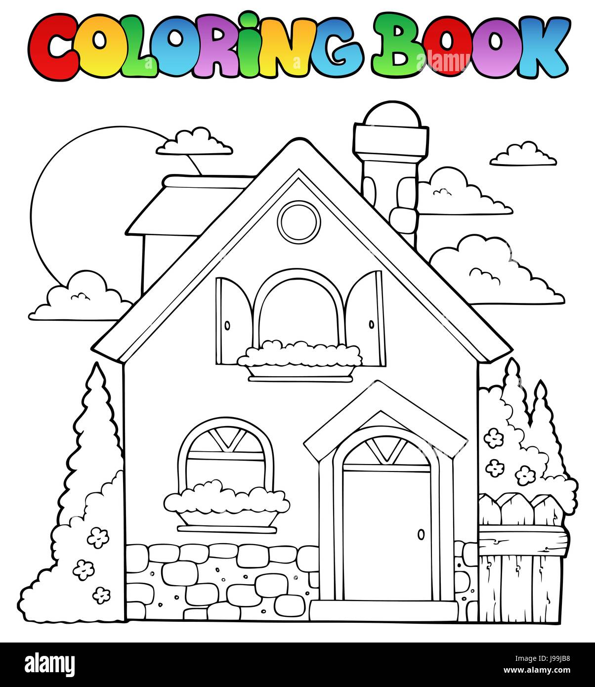 house, building, colour, paint, painted, home, colouring, book, house, Stock Photo