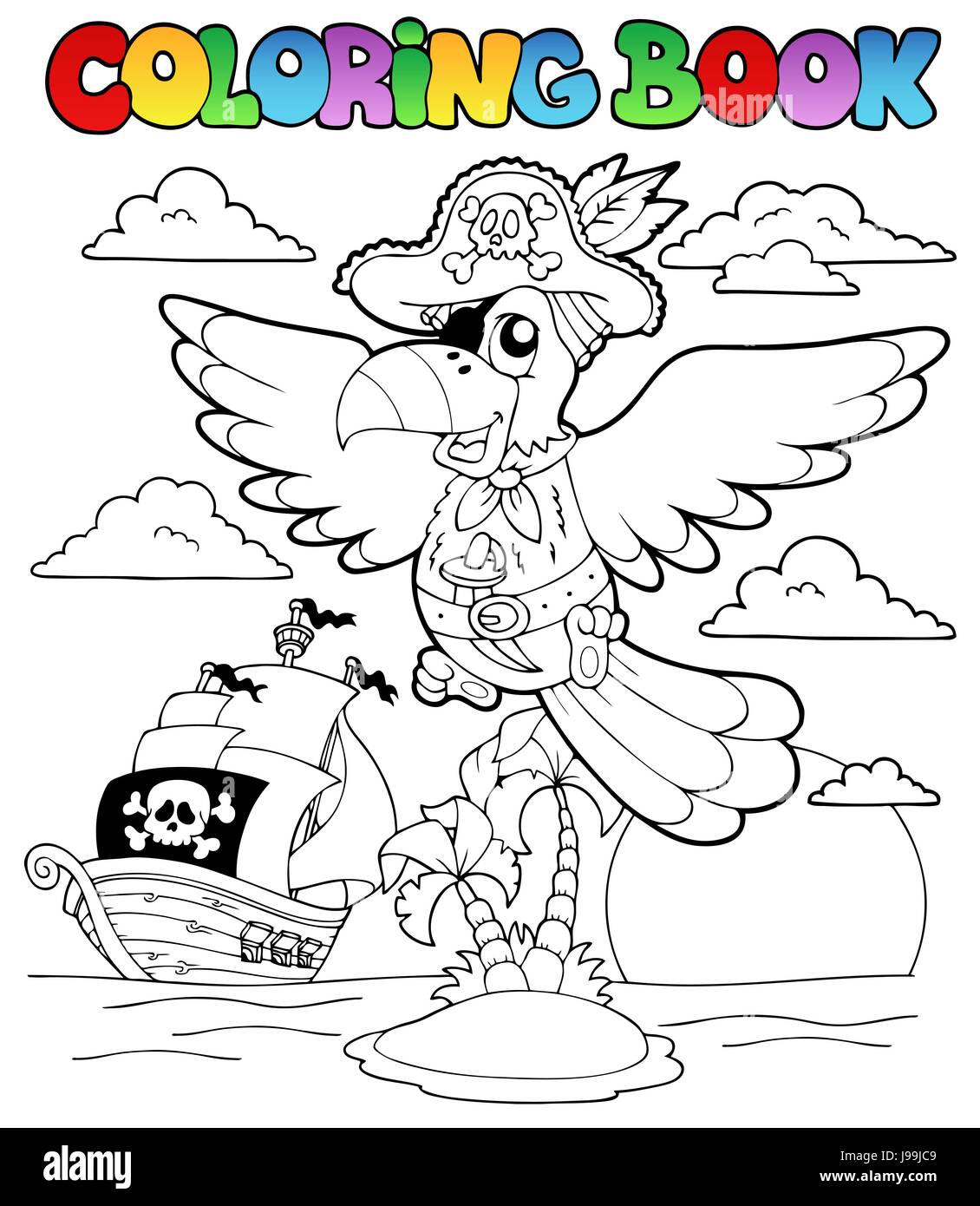 Colour Paint Painted Pirate Colouring Parrot Book Danger Art Stock Photo Alamy