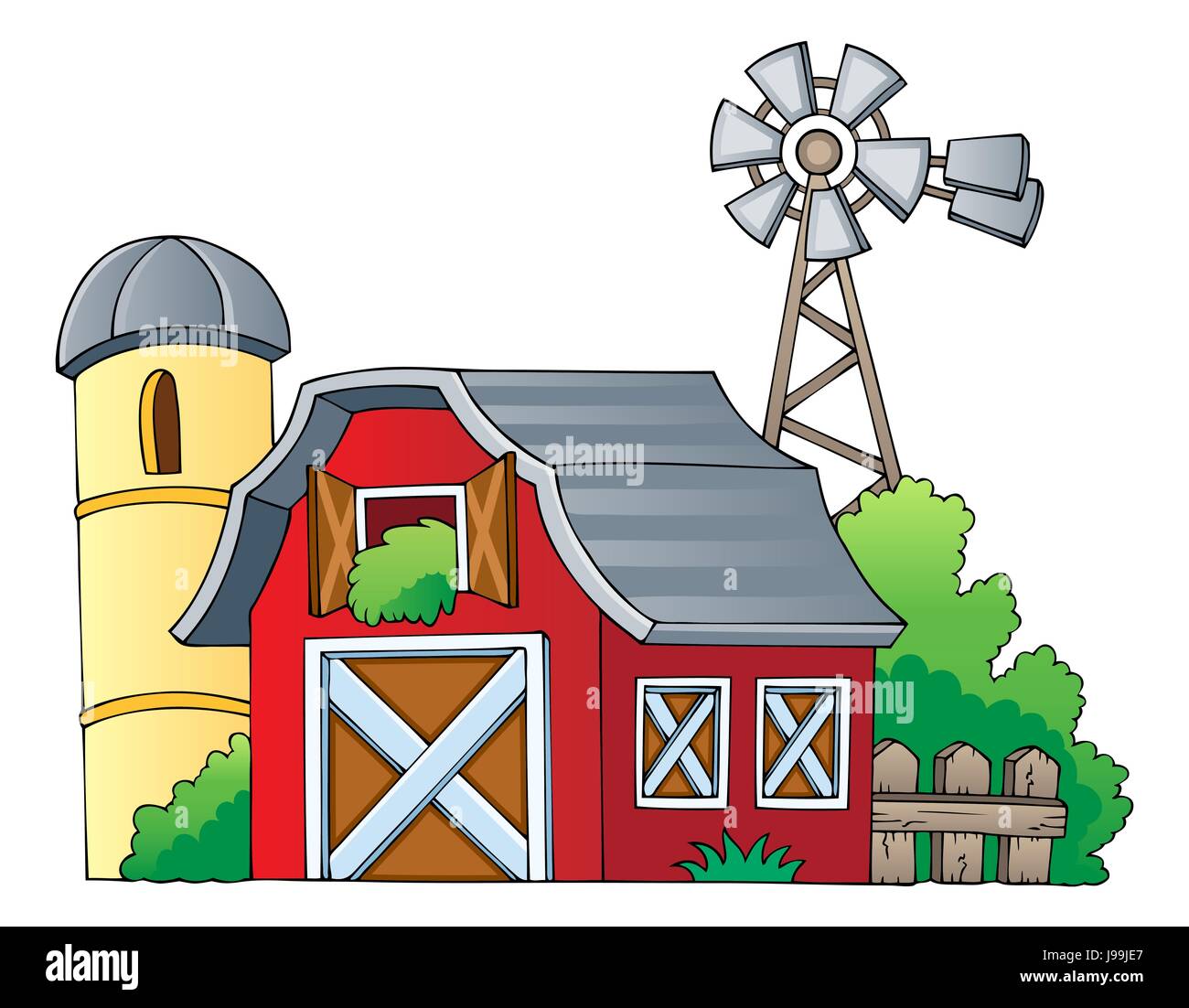 barn, farm, silo, granary, structure, tower, agricultural, art, graphic, Stock Photo
