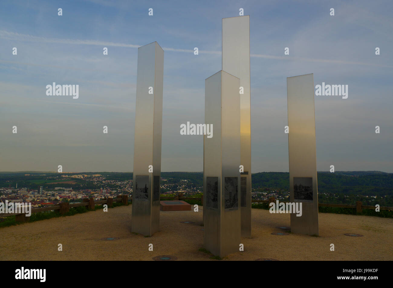 PFORZHEIM, GERMANY - April 29. 2015: Memorial of Bombing City on the Wallberg Rubble Hill. Stock Photo