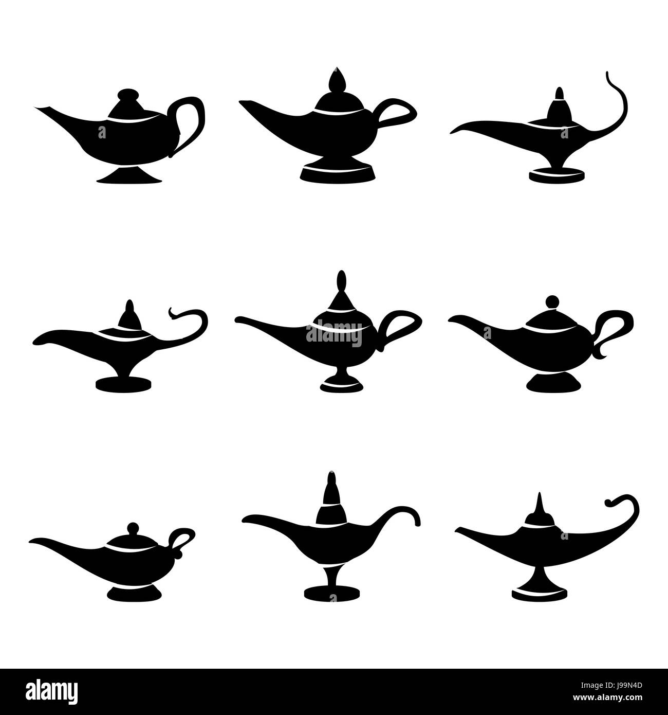 sympathie levering Rose kleur Aladdin lamp Vector. Set Icons Aladdins lamp Signs. Illustration Of Wish  And Mystery Souvenir Stock Vector Image & Art - Alamy