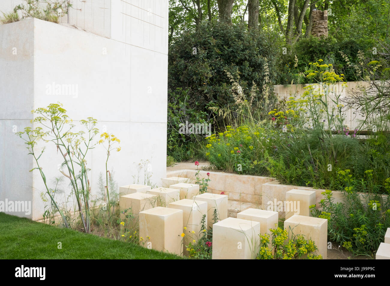 The M&G Garden designed by James Basson and winner of the best show garden award at the RHS 2017 Chelsea Flower Show.  The unusual design represents a Stock Photo