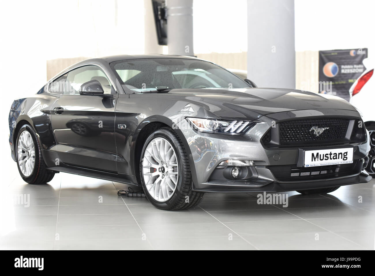 Rzeszow Poland May 28 17 Presentation Of The New Ford Mustang Fastback Gt V8 5 0 By Res Motors During Automative Exhibition In Rzeszow Stock Photo Alamy