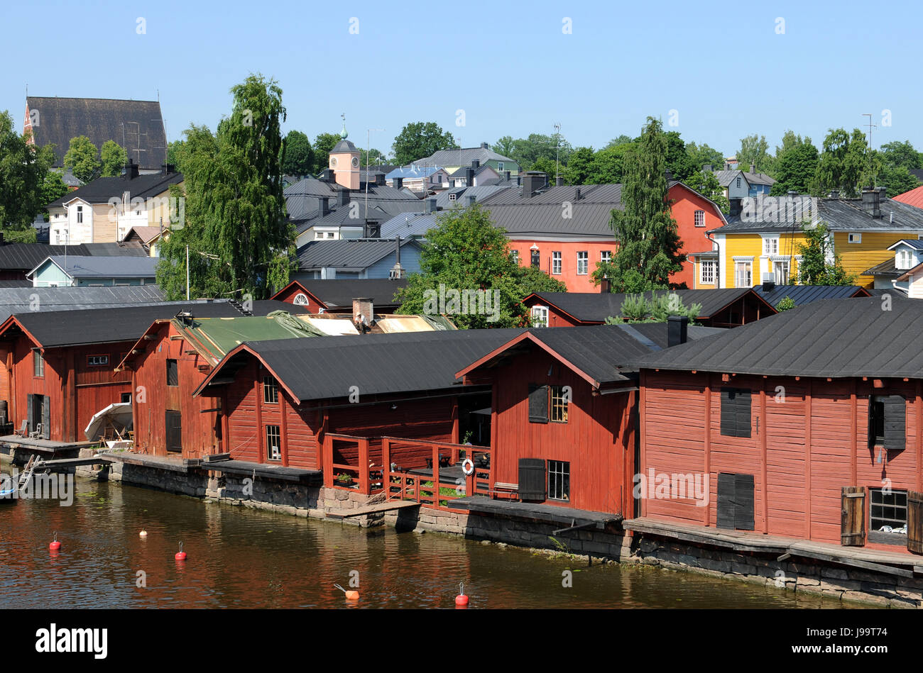finland, river, water, travel, historical, city, town, house, home, dwelling Stock Photo