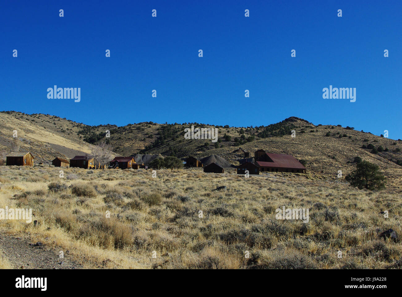 house, building, desert, wasteland, lodge, hut, buildings, blue, house, Stock Photo