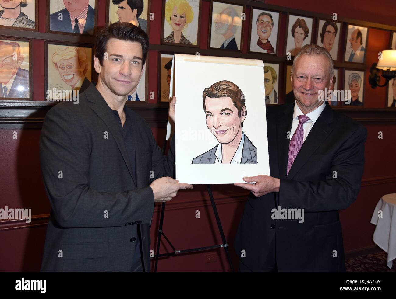 New York, NY, USA. 31st May, 2017. Andy Karl, Max Klimavicius at a public appearance for Andy Karl Honored With A Sardi's Portrait, Sardi's, New York, NY May 31, 2017. Credit: Derek Storm/Everett Collection/Alamy Live News Stock Photo