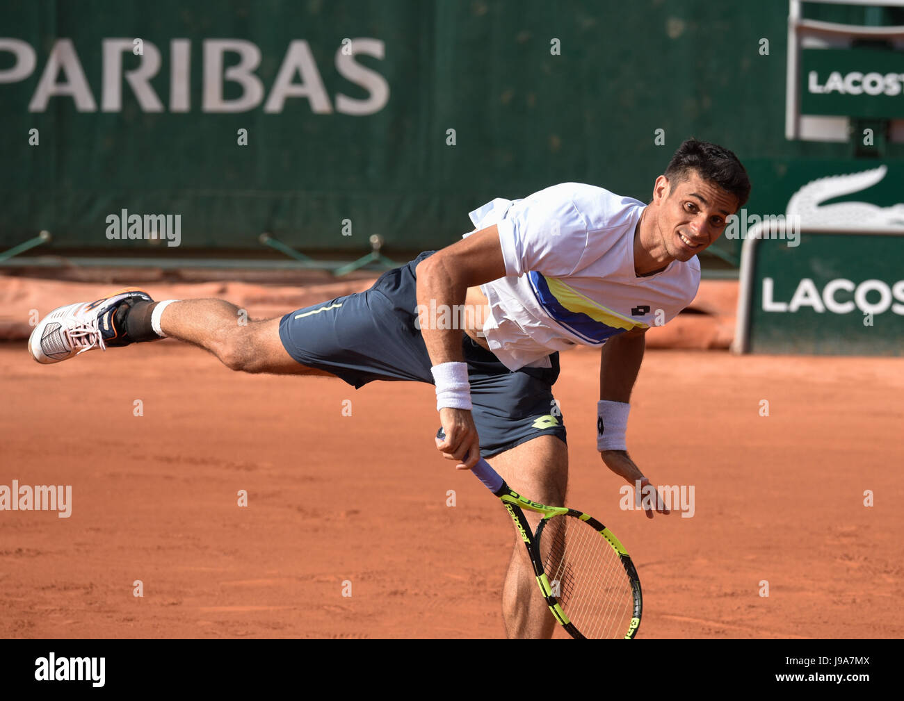 Paris, France. 31st May, 2017. 31st May 2017, Roland Garros, Paris, France; French Open tennis championships;  Rogerio Dutra Silva (Bresil ) Credit: Action Plus Sports Images/Alamy Live News Stock Photo