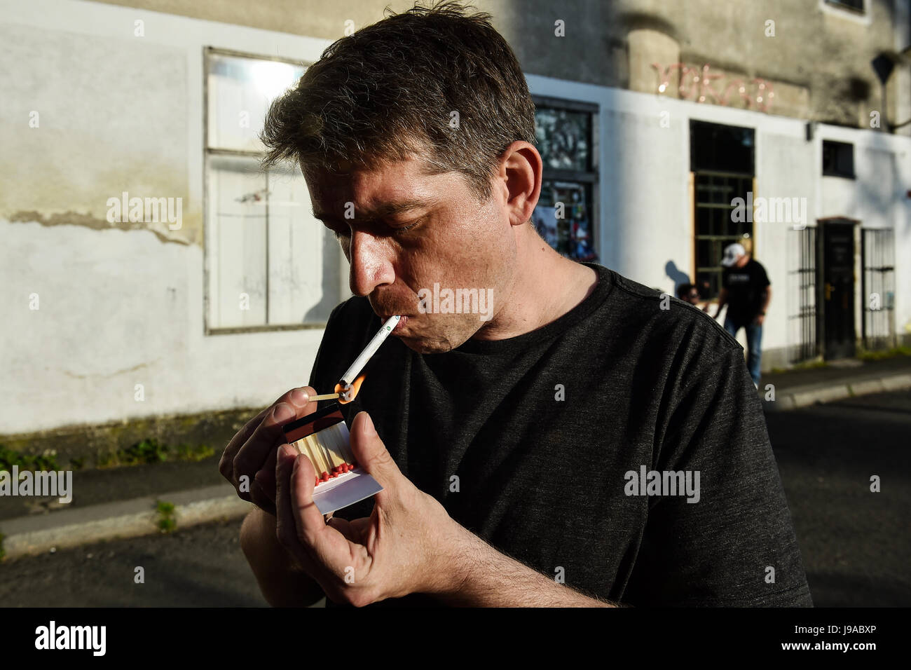 tobacco czech republic Liberec, Czech Republic. 31st May, 2017. A smoker is seen in front of the  restaurant in Liberec, Czech Republic, Wednesday, May 31, 2017. The Czech  Republic is enforcing from Wednesday a smoking