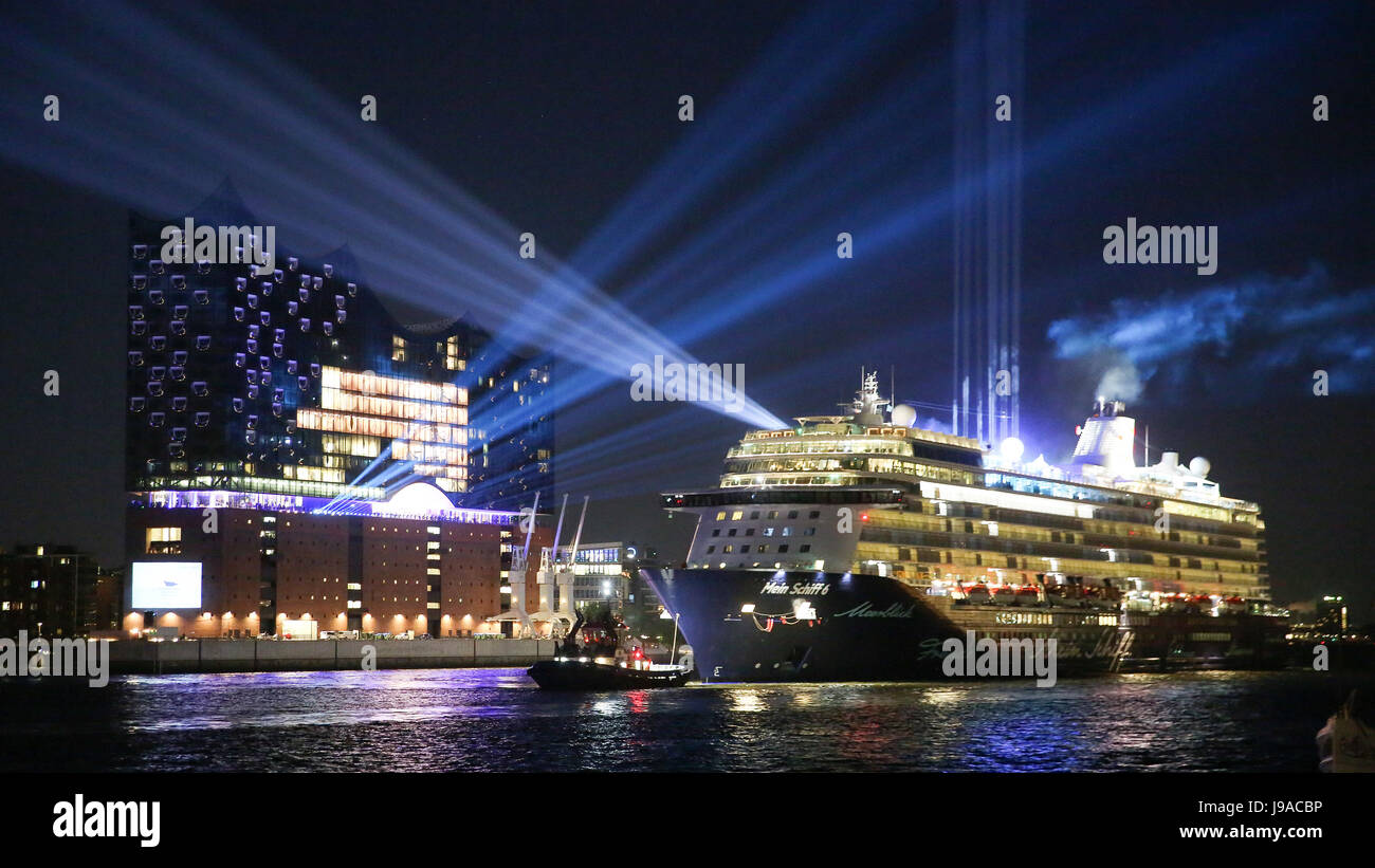The Cruise Ship Mein Schiff 6 Passes The Elbphilharmonie
