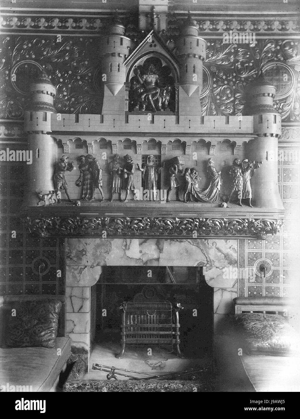 Tower House library chimneypiece Stock Photo