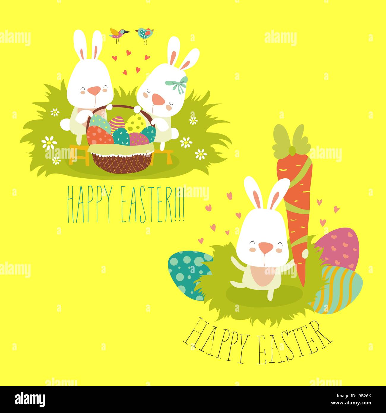 Collection of Easter bunny with colorful egg Stock Vector Image & Art ...