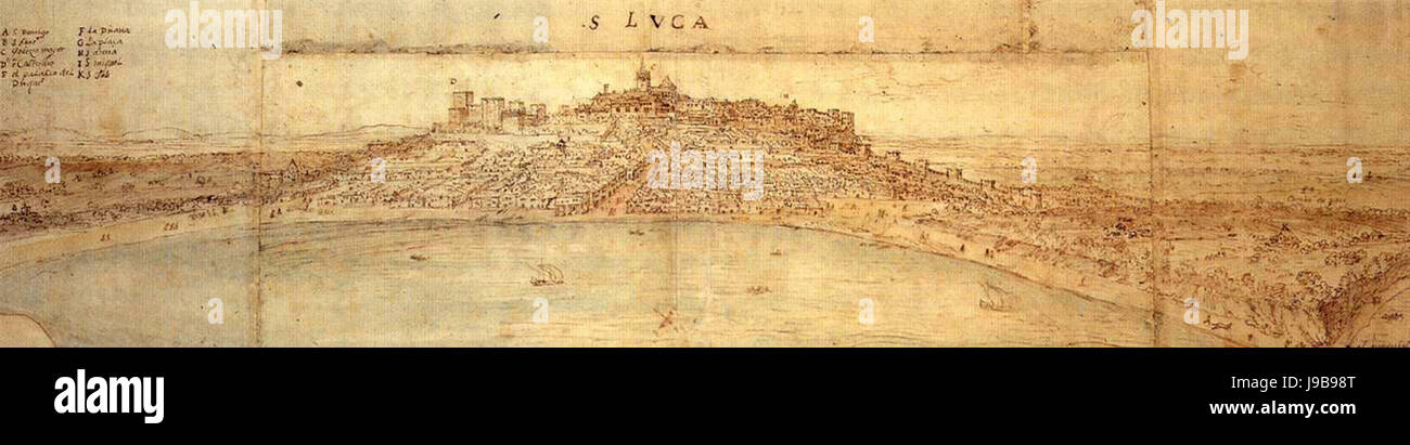 Sanlucar barrameda vista panoramica 1567 Wijngaerde Stock Photo
