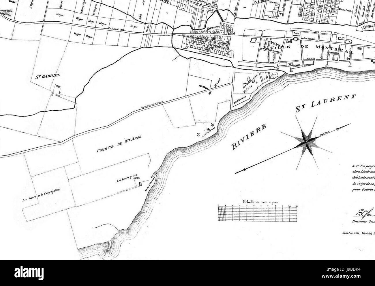 Plan de la ville et cite de Montreal 1801 sud ouest Stock Photo Alamy