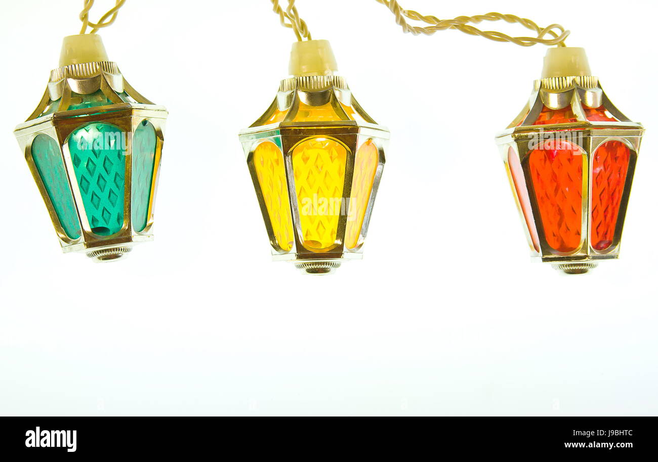 three lanterns of different color Stock Photo Alamy