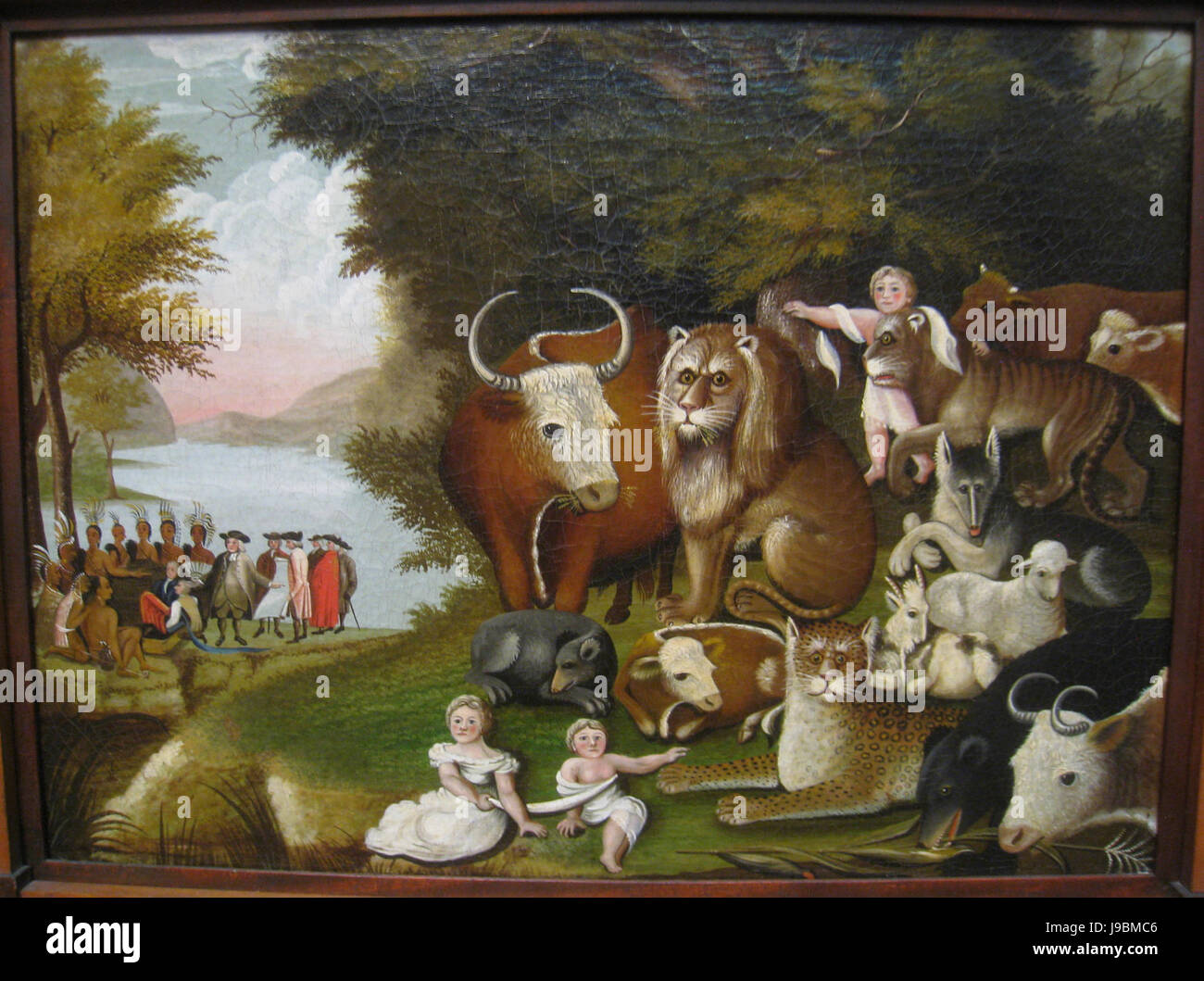 The Peaceable Kingdom, circa 1833, by Edward Hicks (1780 1849)   Worcester Art Museum   IMG 7682 Stock Photo
