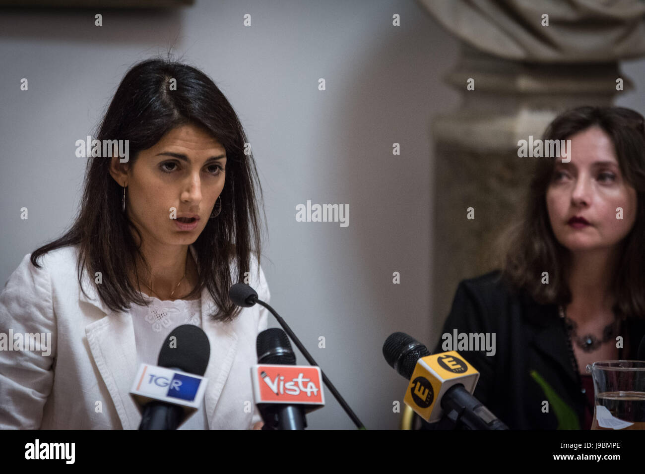 Rome, Italy. 31st May, 2017. Virginia Raggi and Maria Agnese Catini ...