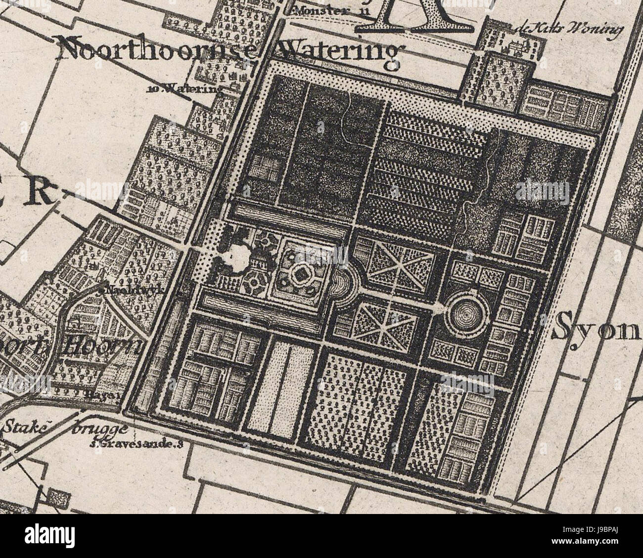 Sion, as depicted on a map of Cruquius 1712 Stock Photo