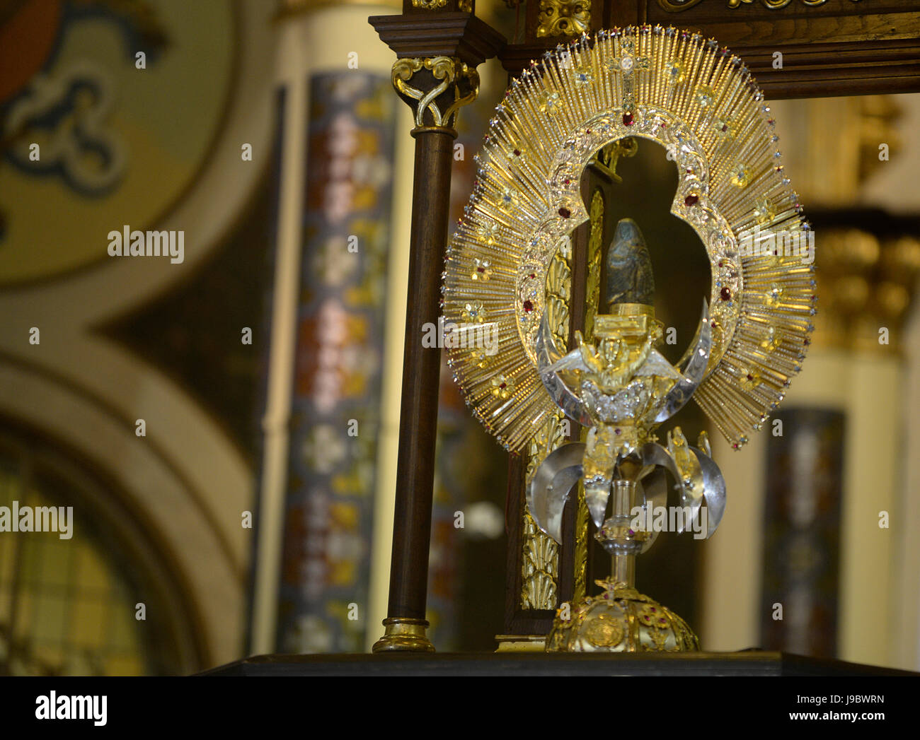 "La Negrita", the patron saint of Costa Rica, sits in her shrine in the