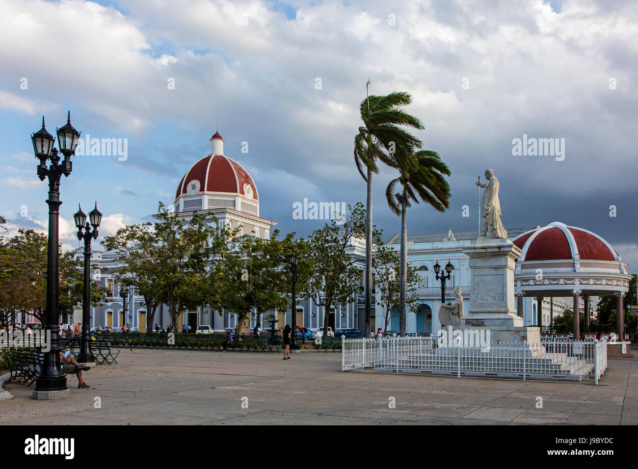 The PALACIO DE GOBIERNO or government palace is located on the PARQUE JOSE MARTI - CIENFUEGOS, CUBA Stock Photo