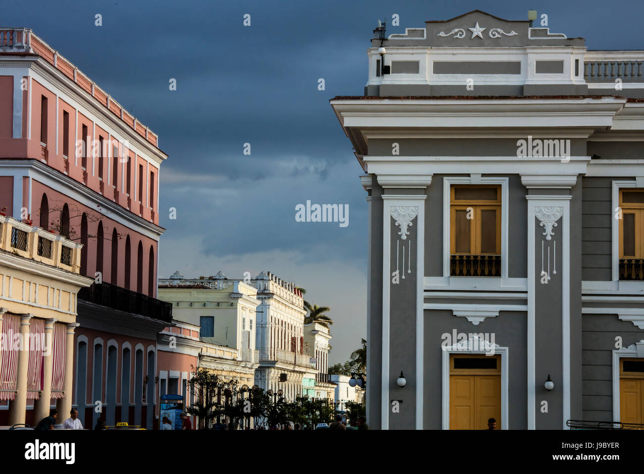 FRENCH PROVINCIAL architecture graces the layed back town of CIENFUEGOS, CUBA Stock Photo